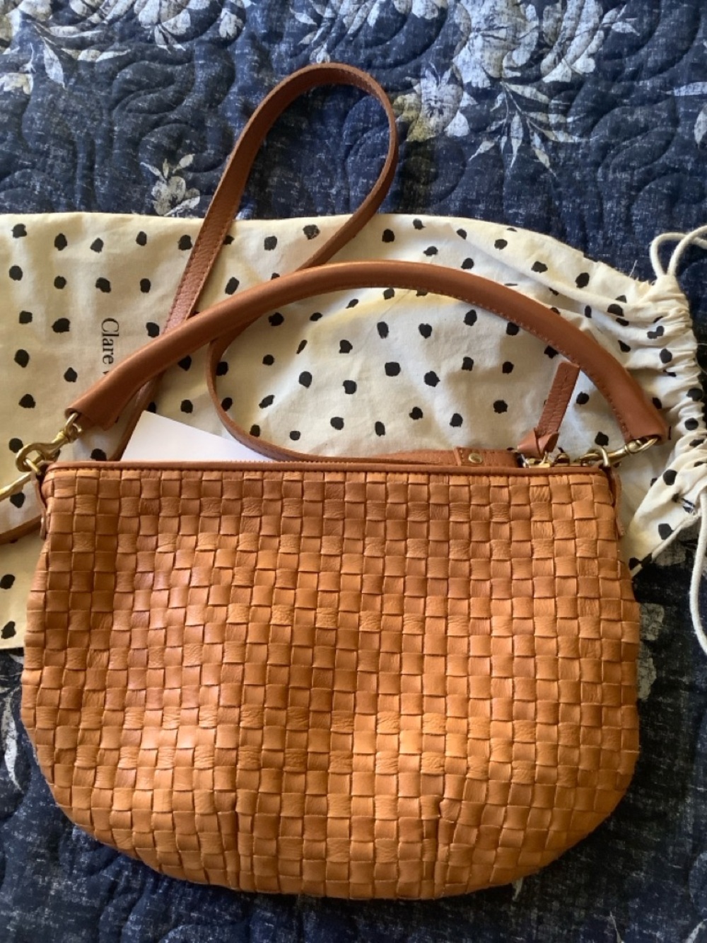 Clare V. Petit Moyen Messenger Natural Woven Tan Leather - Picture 3 of 11